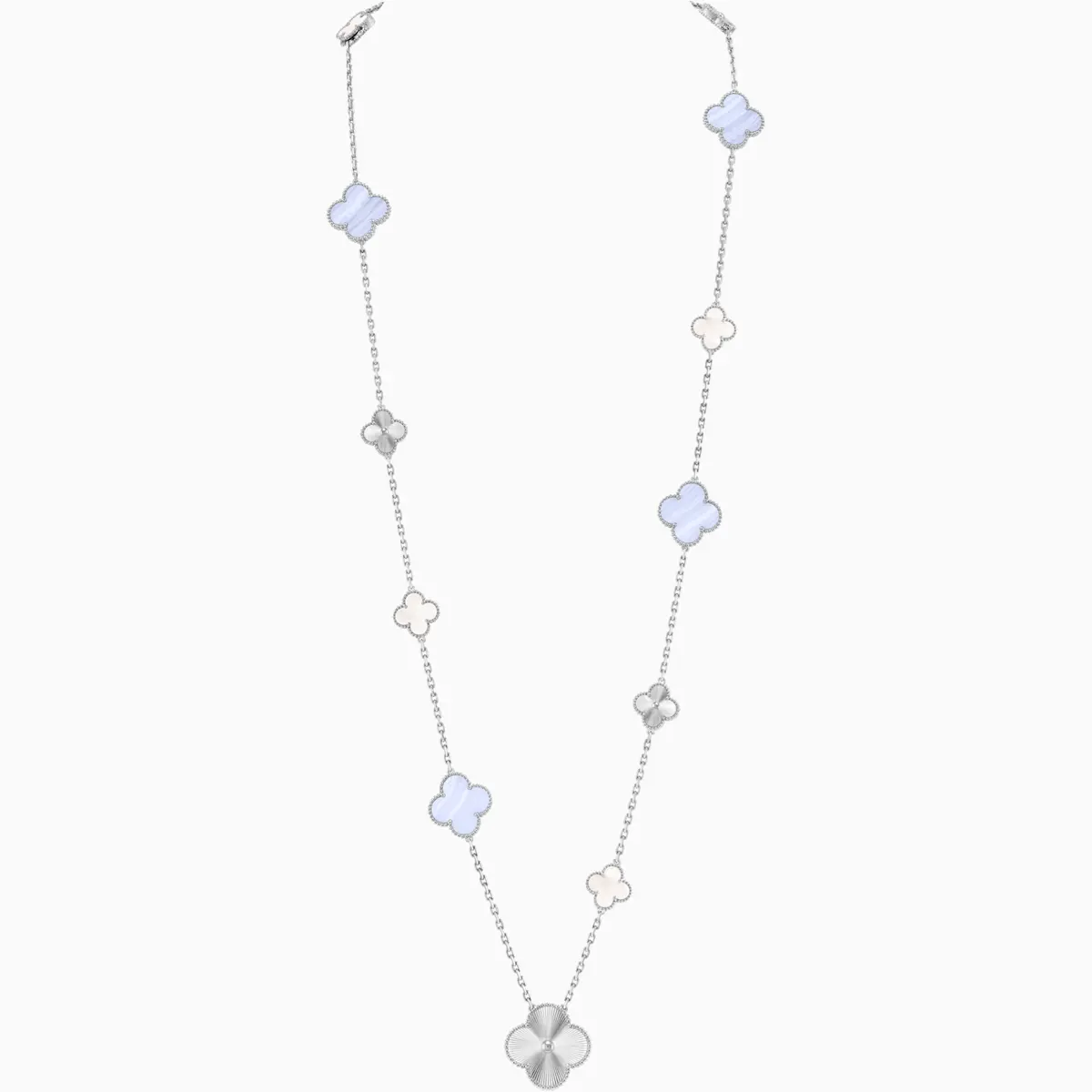 マジック アルハンブラ トランスフォーマブル ロングネックレス(18KWG, カルセドニー, マザー オブ パール)