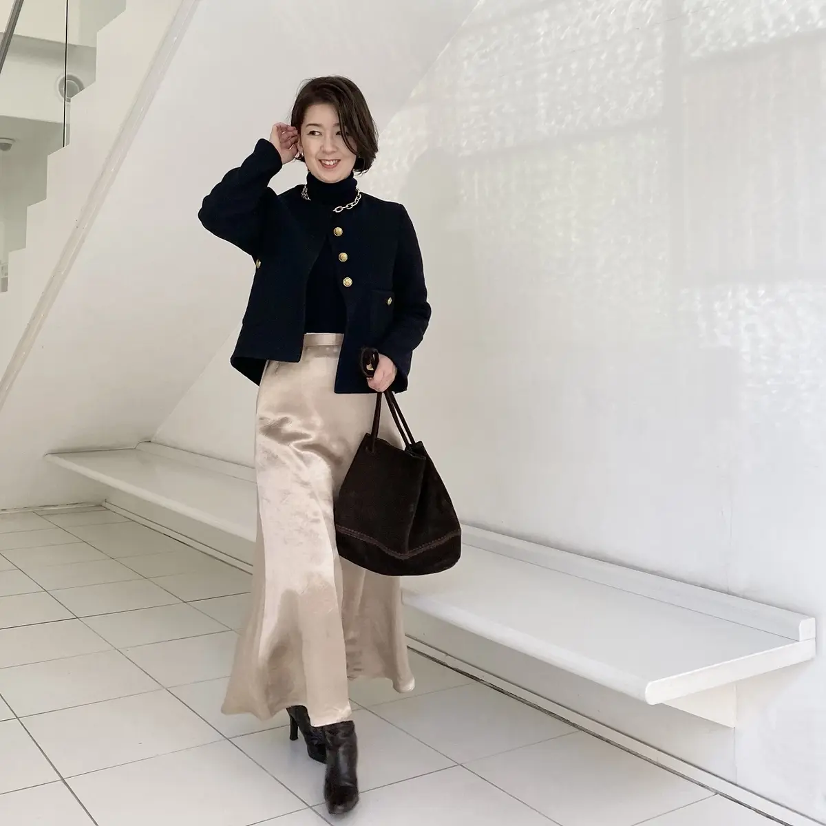 ZARAツイードジャケット✖️薄ツヤスカの画像_1