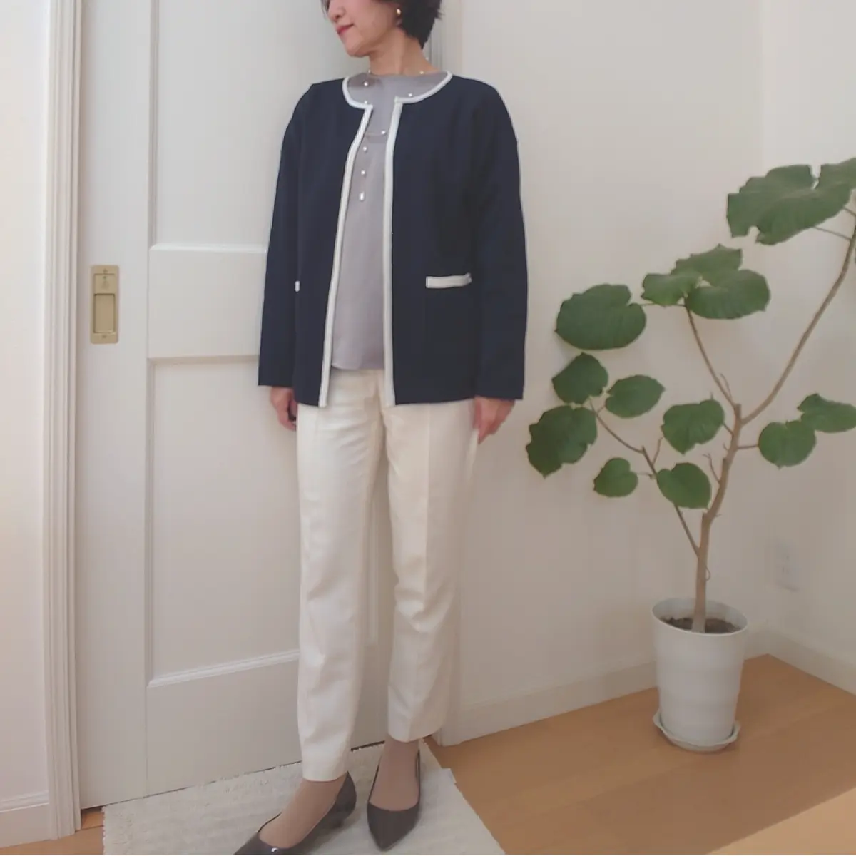 ジャケット風ニットカーディガン