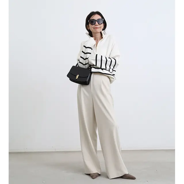 大人のボーダースタイルは、柔らかな春色ワントーンでかっこよく！