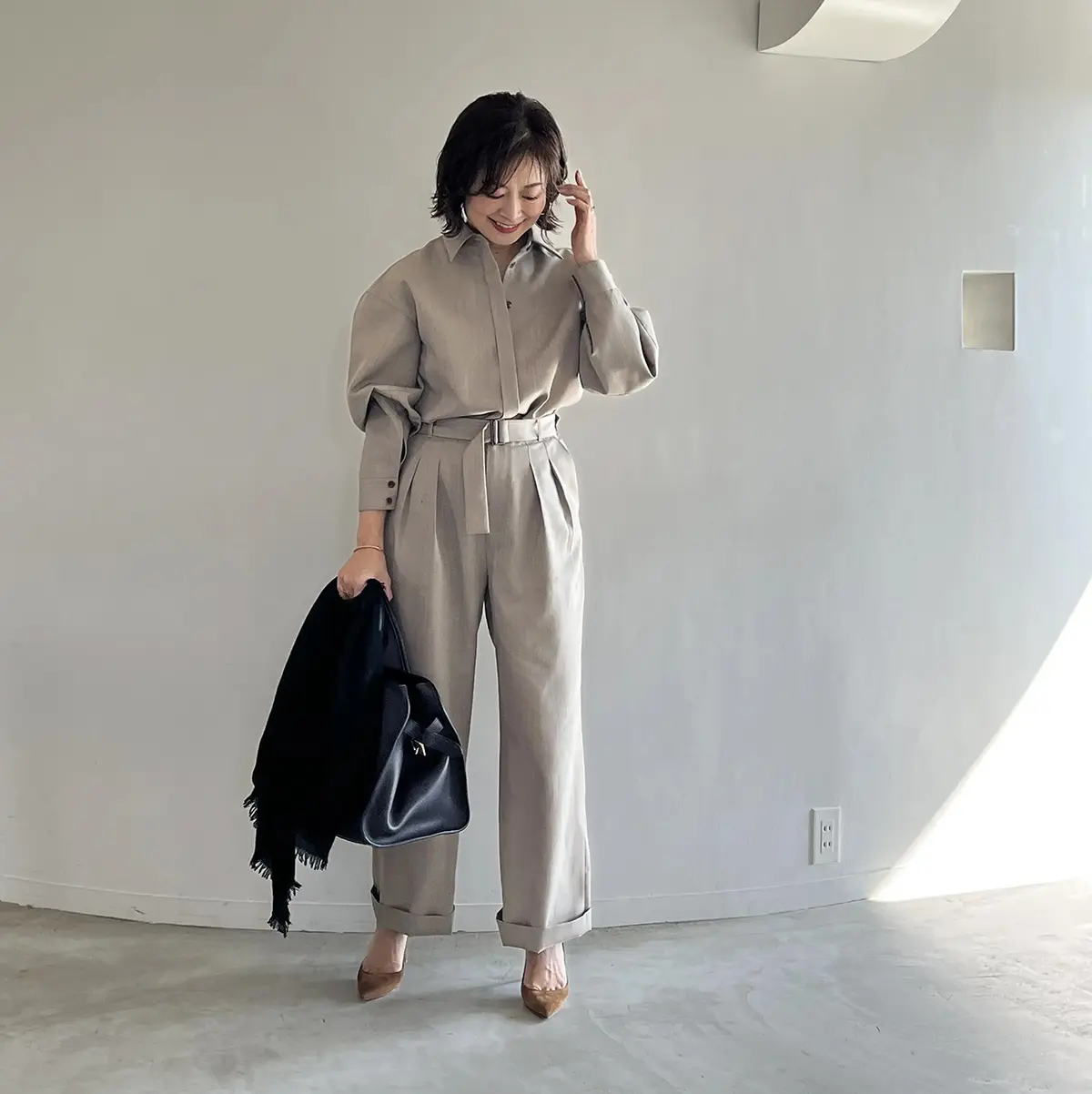 ファッションエディター三尋木奈保さんのオールインワンコーデのポイント