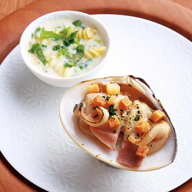 京都の三条京阪にあるフレンチレストラン「新門前 米村」のクラムチャウダー