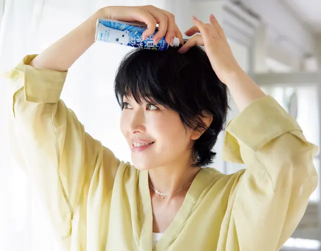 冷感スプレーは頭のてっぺんに！