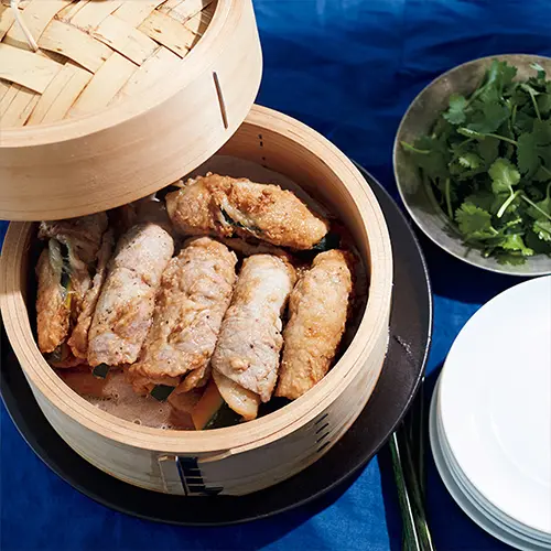 かぼちゃの豚肉巻き蒸し