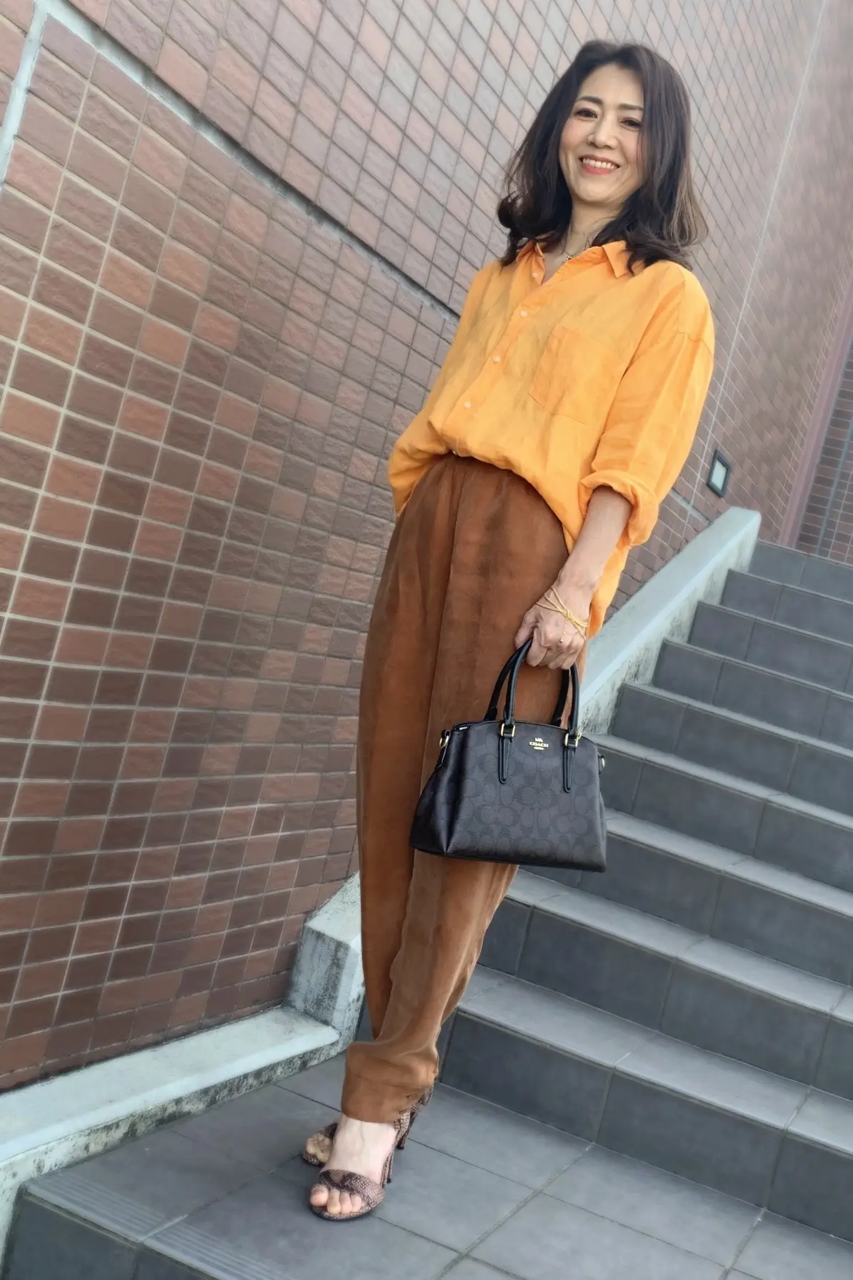 イエロー＆ブラウンコーデ