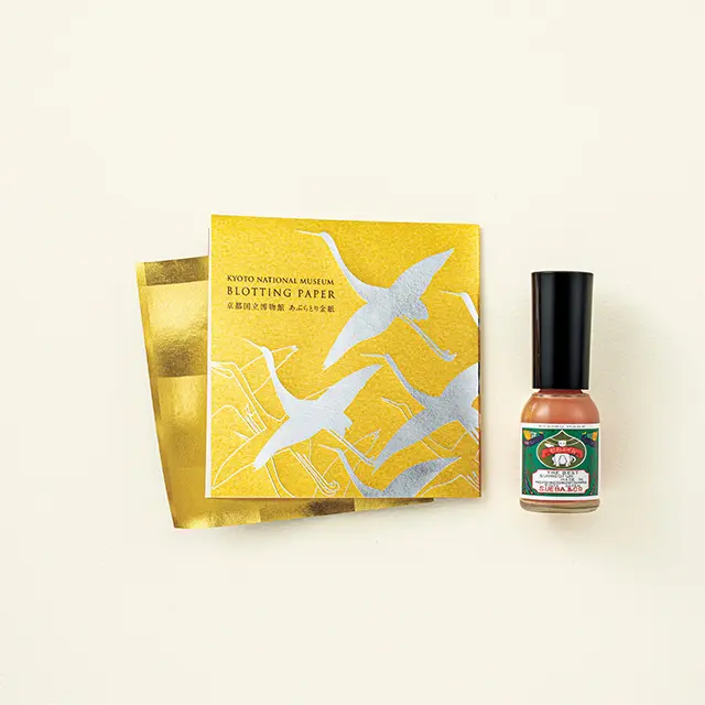 あぶらとり紙　鶴図下絵和歌巻 上羽絵惣 胡粉ネイル　古都 (京都国立博物館）