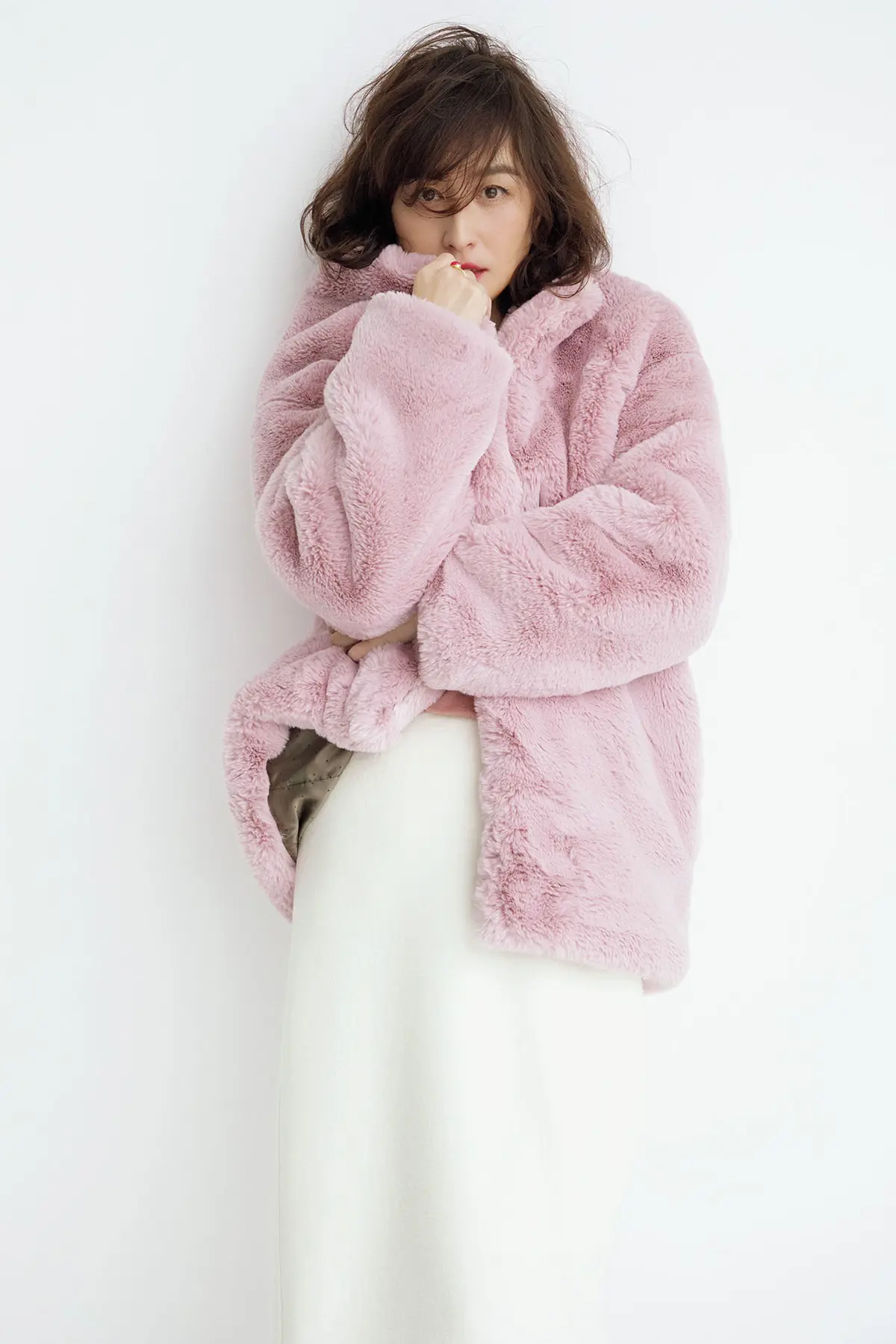 亜希　50代エコファーコートピンク