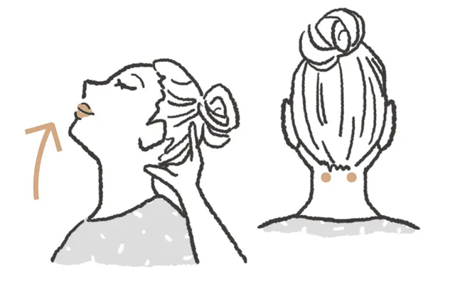 後頭部の痛みには、ぼんのくぼにある左右のくぼみ「風池（ふうち）」。