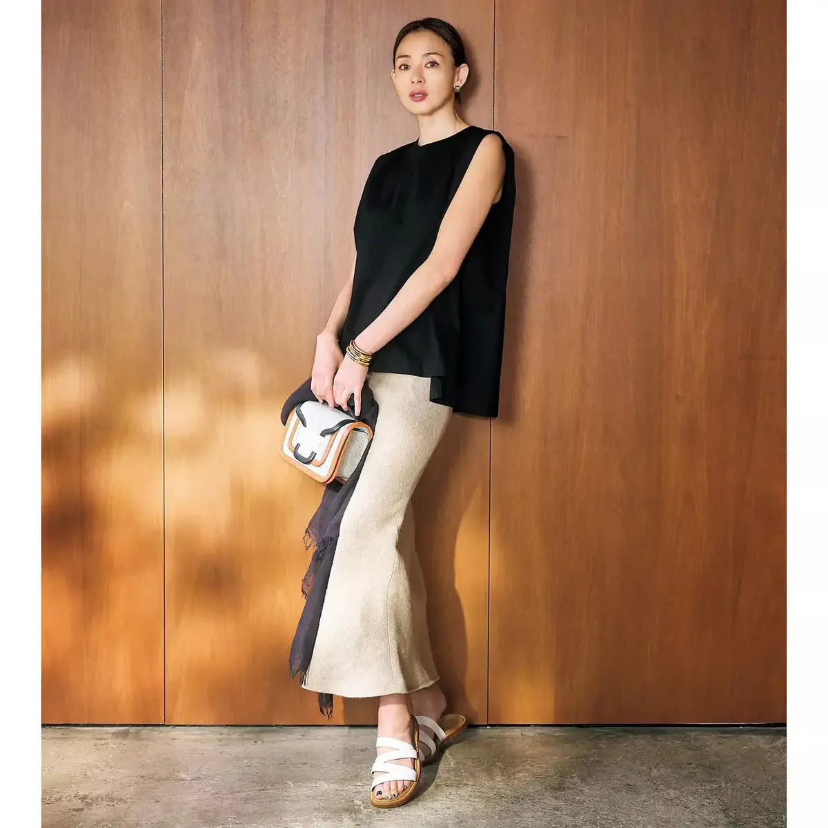 ADAWAS フレアシルエットノースリーブ