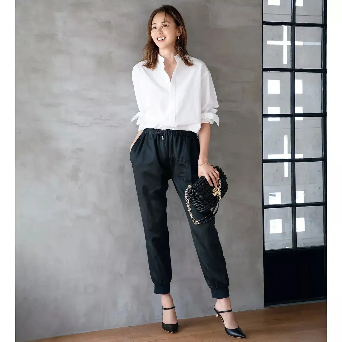 KATHARINE HAMNETT×éclat　サテンジョガーパンツ