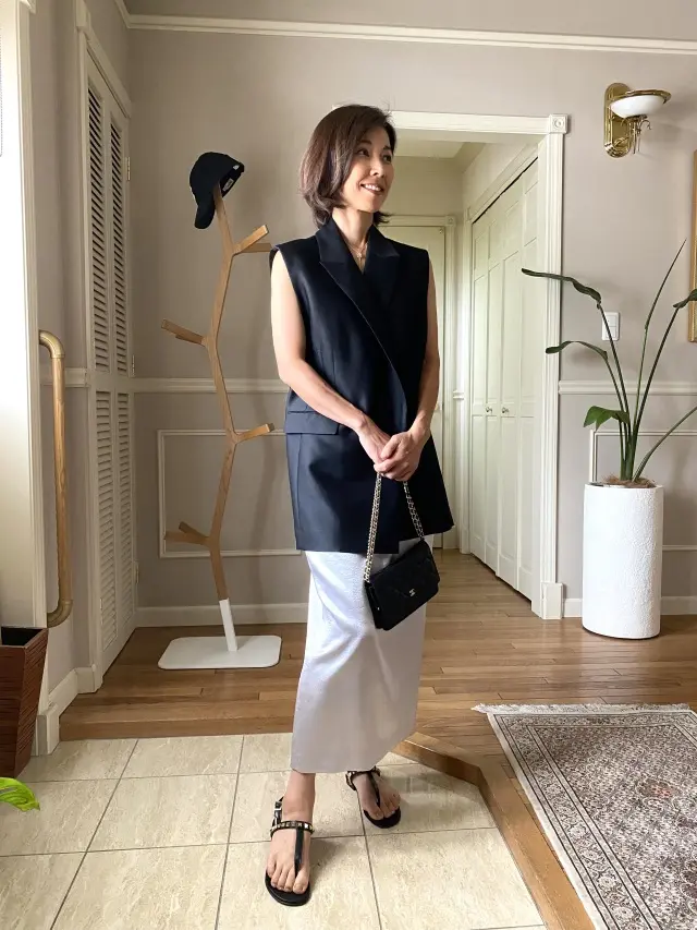 ブラックジレで着回しコーデの画像_2