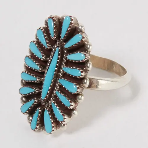 HARPO ブルーターコイズ　フラワーモチーフリング