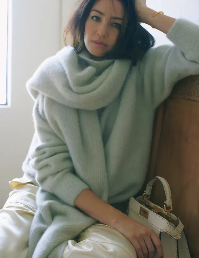 タートルニット+大判ストール