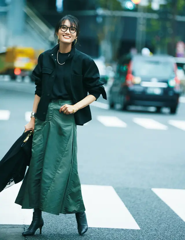 エディター・坪田あさみさん　冬のロングスカート