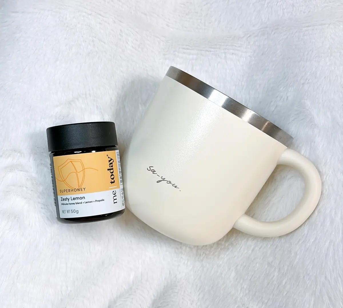 me today はちみつシリーズと白湯専科のマグカップ
