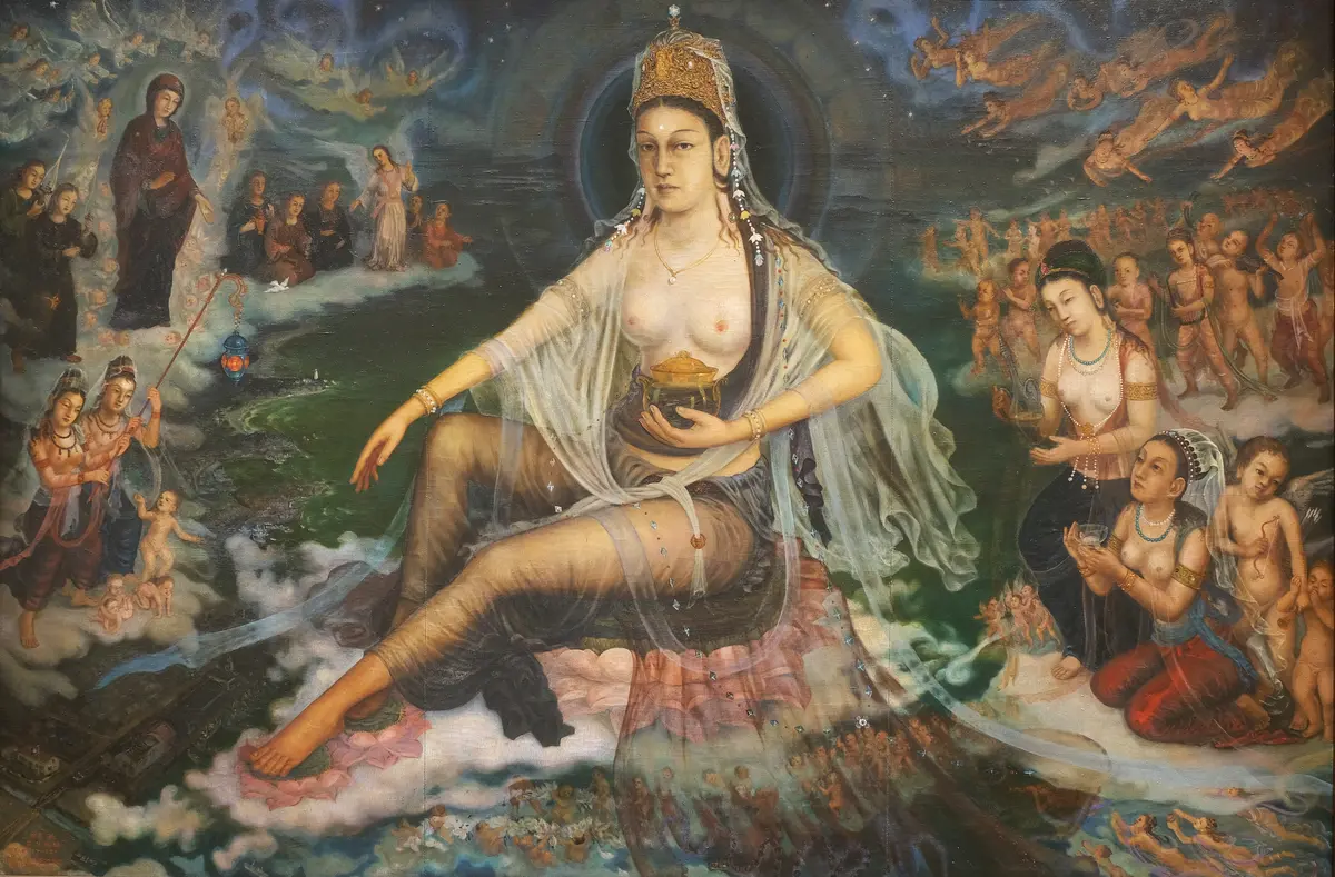 牧島如鳩『魚籃観音像』　昭和27（1952）年　油彩・キャンバス　足利市民文化財団