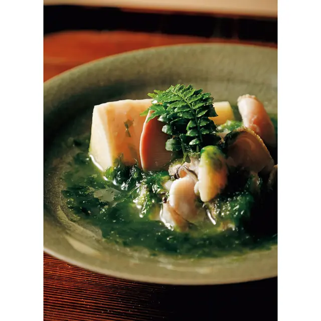 蛤、筍の生のり仕立て