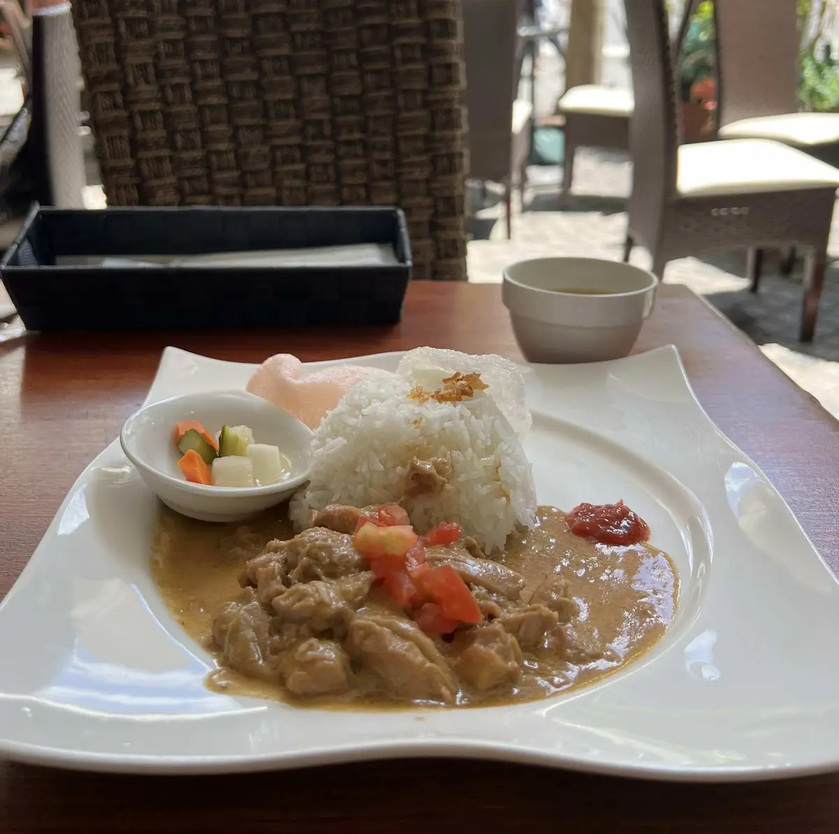 新宿にあるインドネシア料理のレストラン「BALILax THE GARDEN 」のチキンの煮込み