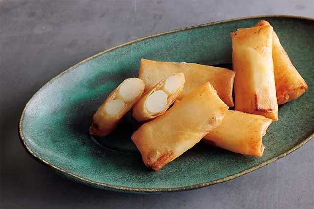 ホワイトアスパラの春巻き