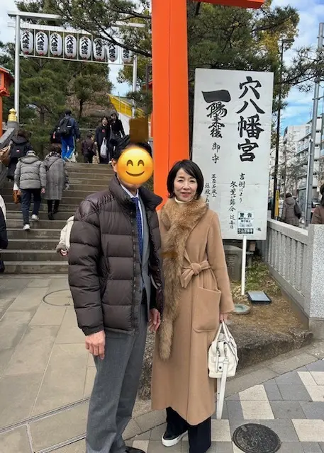 ギリギリ御守をいただくことができて、安堵する夫婦(^◇^;)