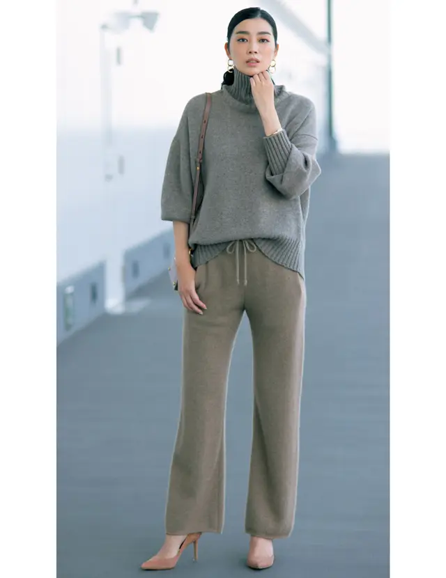 抜群に柔らかいベビーカシミヤと大人気のニットパンツコーデのゆうき