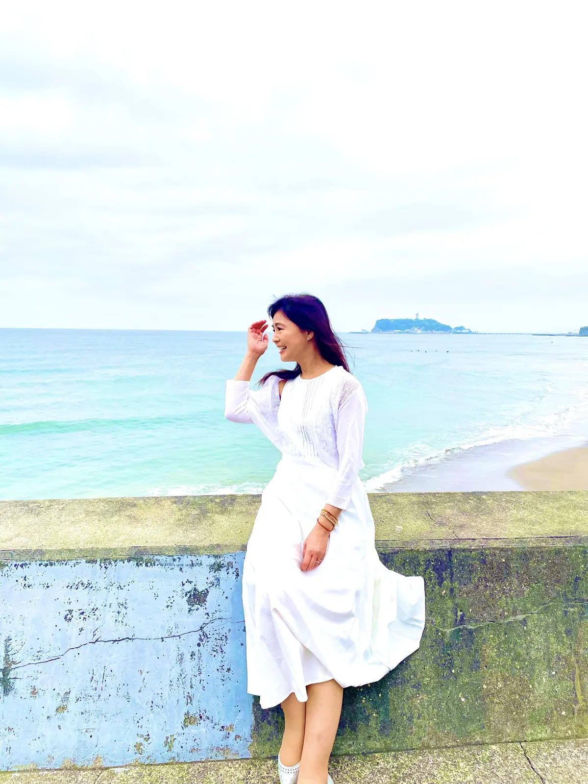 白、白コーデ、麻風、SHEIN、白いワンピース、ワンピースコーデ、 初夏、夏服、夏コーデ、サマー、羽織り、カーディガン、ボレロ、ワンピース、SHEIN 、羽織り、biersch、ビアーシュ 、フラットシューズ、JELLY BEANS