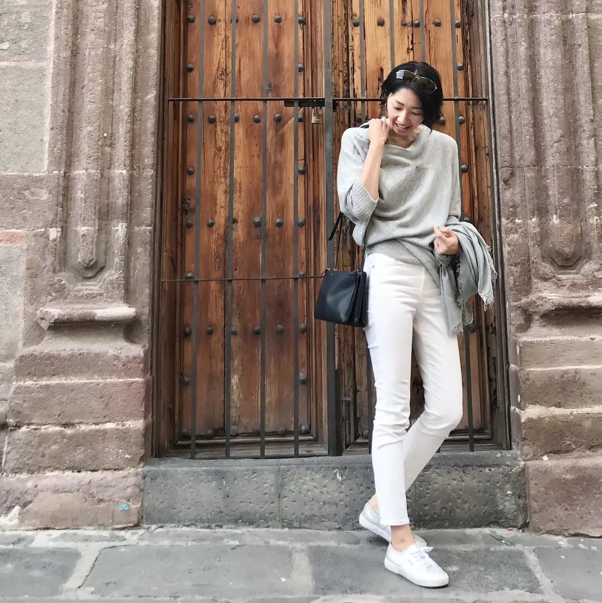 アルパカニットコーデ