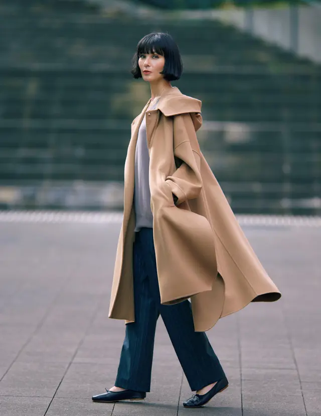 ブラミンク フードつきスリットコート