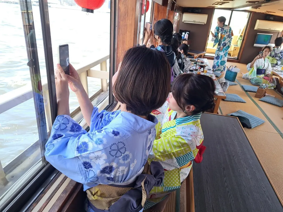 屋形船、辰金、浜松町、東京湾、納涼船、40代浴衣、Jマダム