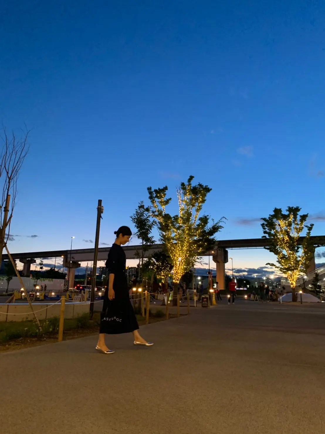 藍色の夕空と、藍色のワンピースの画像_2
