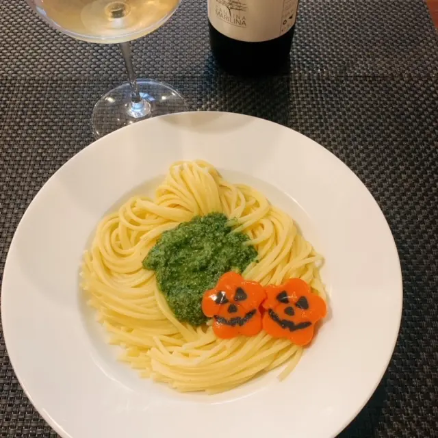 バジルペーストのパスタのできあがり