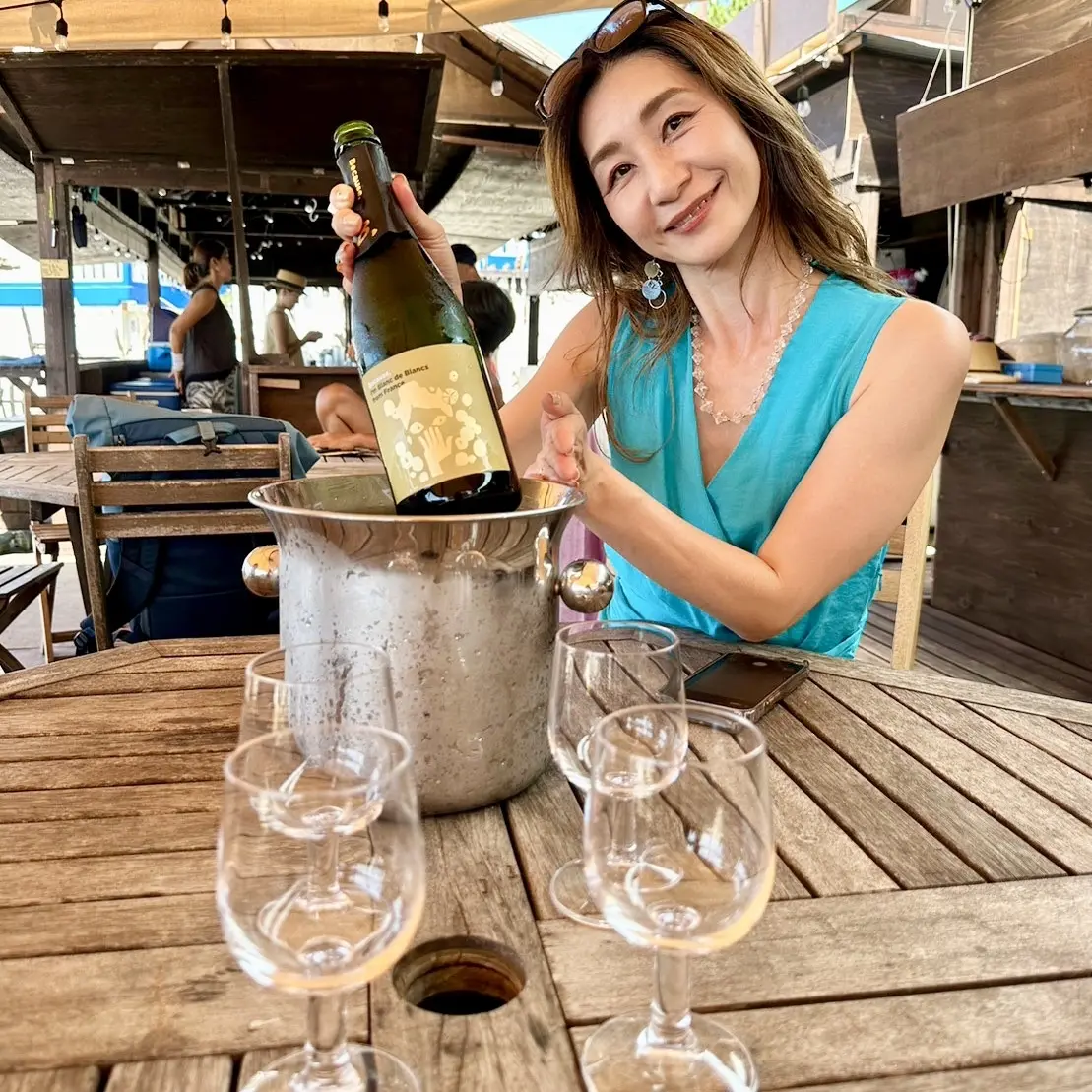 ZARAエメラルドブルーのワンピで逗子への画像_7