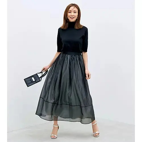 E by eclat オーガンジー裏配色タックスカート ￥20,900