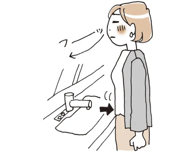 楽な姿勢になり、ゆっくりと鼻から息を吐ききり、おなかをへこませる