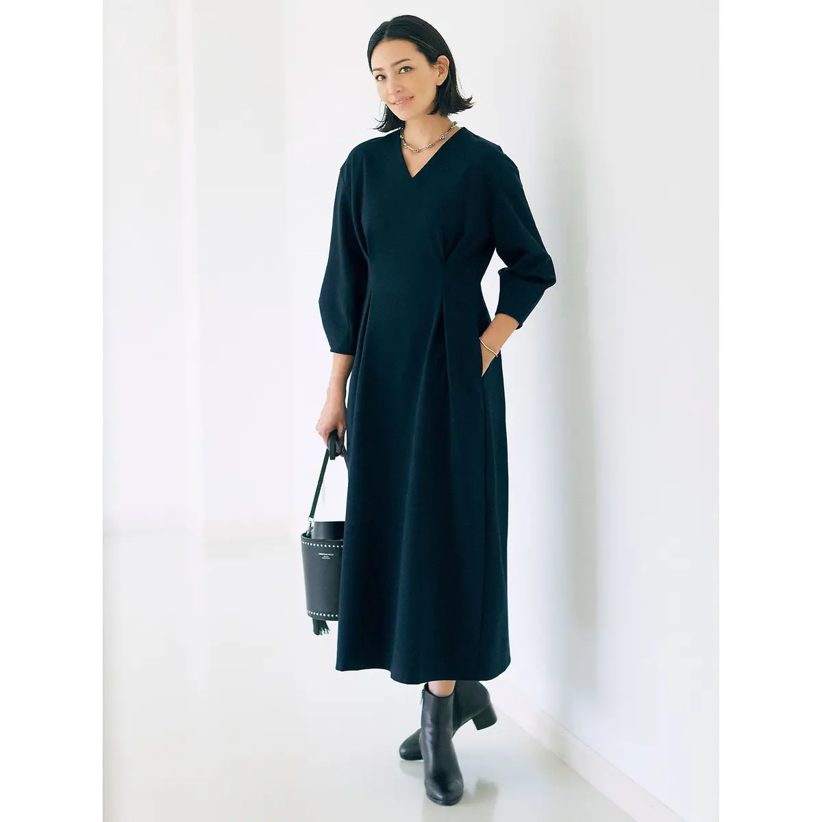 E by éclat ウエストタックワンピース