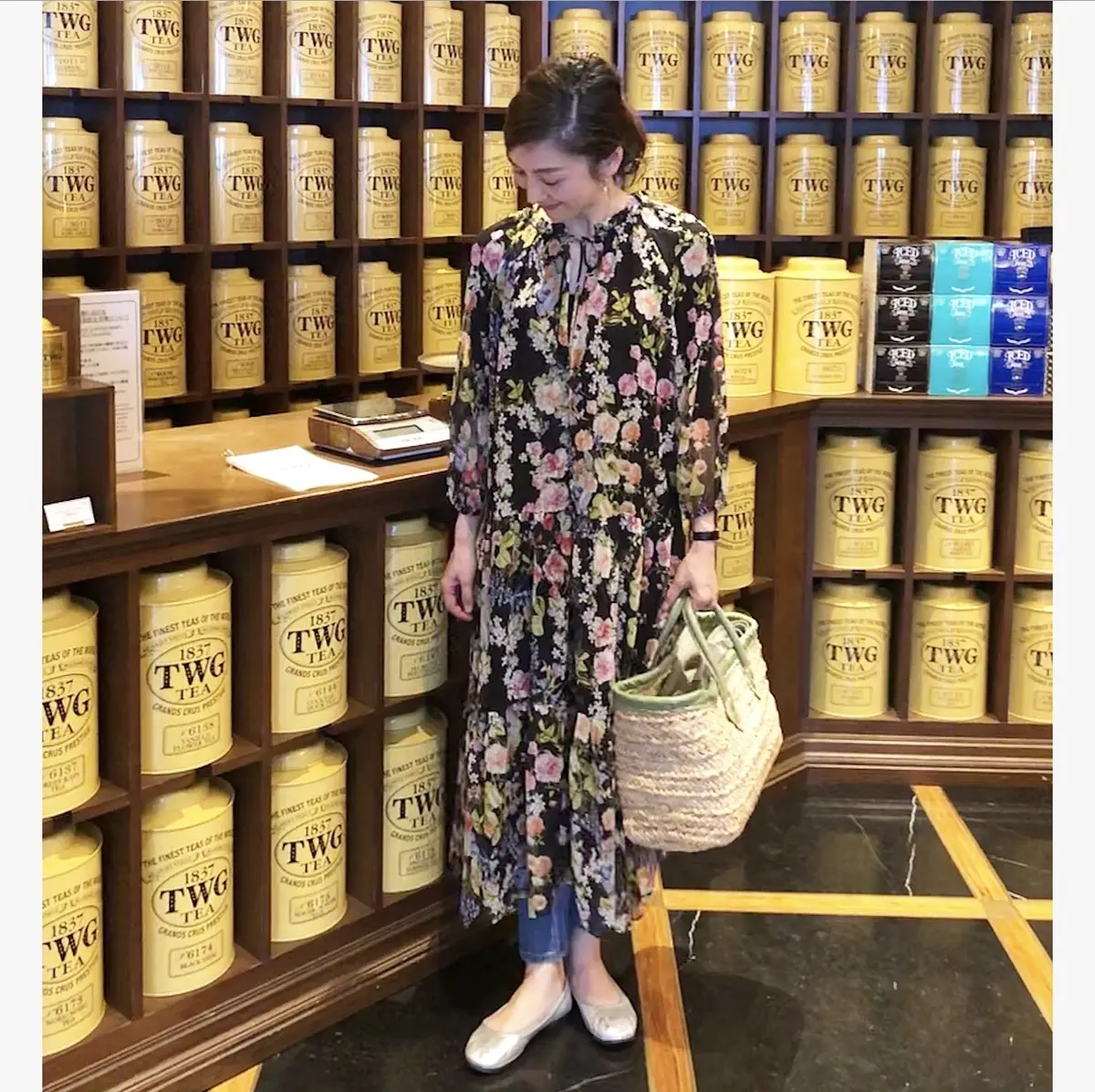 ZARAの花柄ワンピース