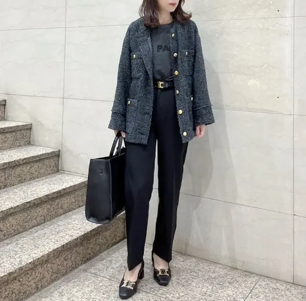 冬本番前のアウターはツイードジャケットでの画像_2