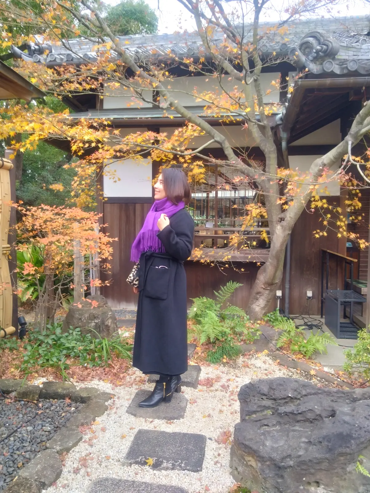 名古屋、徳川園、尾張徳川家、蘇山荘、和カフェ、40代ファッション、スタイルデリのコート、低身長コーデ