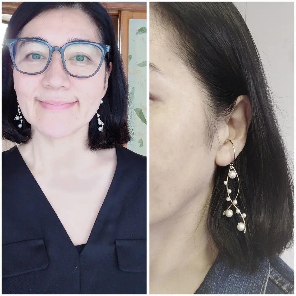 淡水パールのウェーブイヤリング