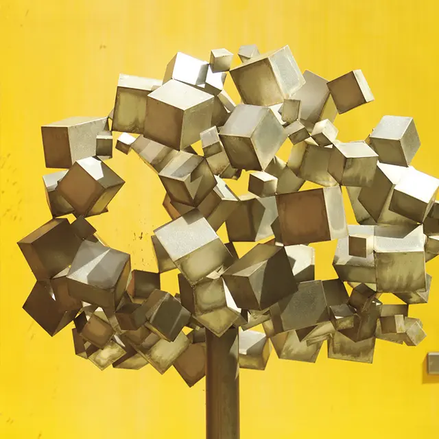 館内では珍しいステンレス製の彫刻、『千客万来』。パブリックアートのための試作。