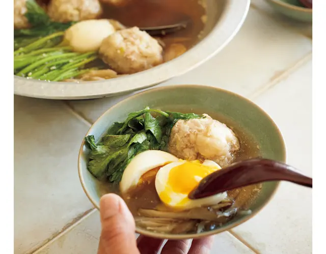 鶏ひき肉とはんぺんのつみれ風スープ