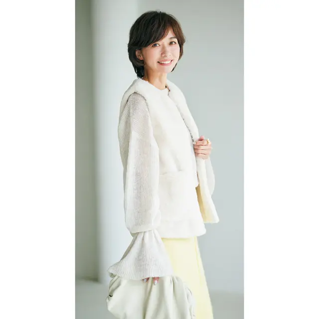 柔らかいショートなのでフェミニン服も、デニムもどちらも決まりやすい！