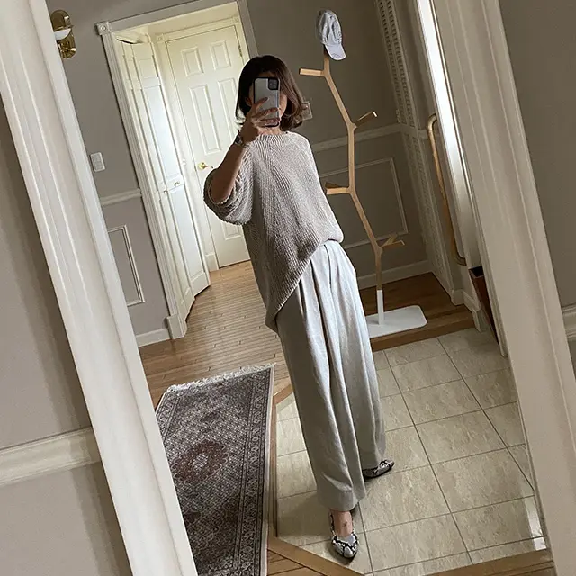 deuxieme-classeの麻&シルク素材の大きめのざっくりニット