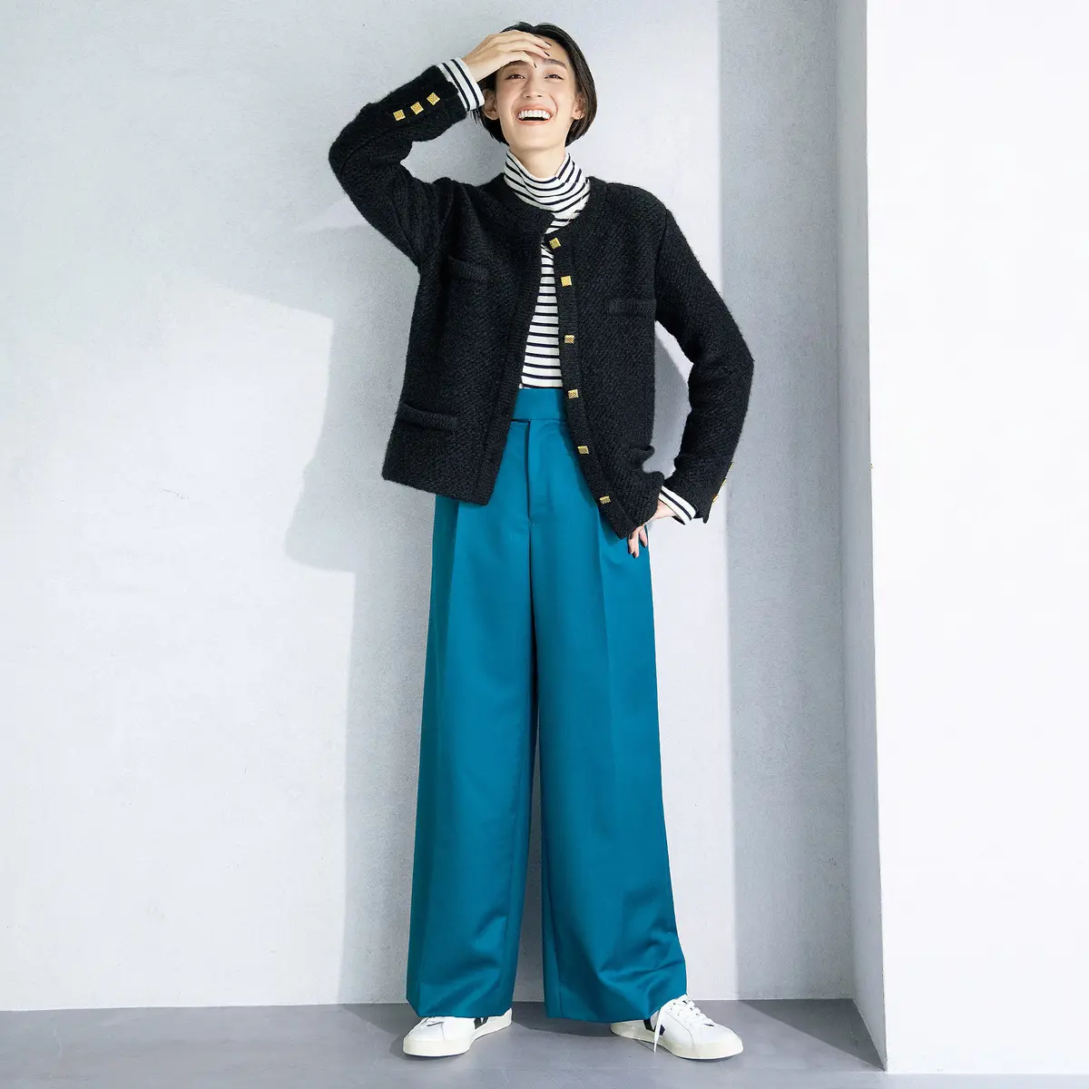 raspail ニットジャケット、ボーダープルオーバー、タックパンツ