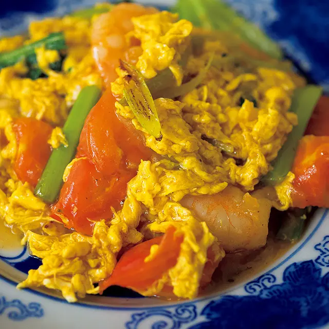 「エビ、トマト、卵の塩炒め」￥1,320