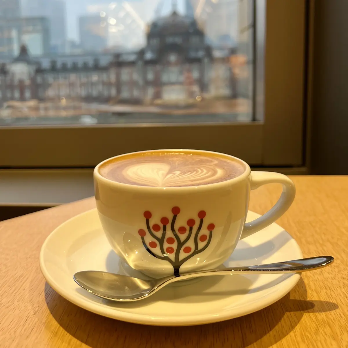 丸の内ビルディング４階　フレンチレストラン　「CAFE LEXCEL」カフェラテ