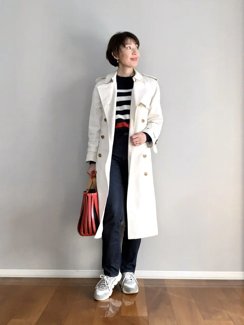 N.O.R.Cの白トレンチコートコーデ④