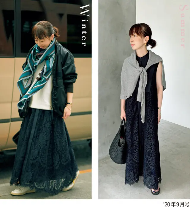 同じワンピースを着回し