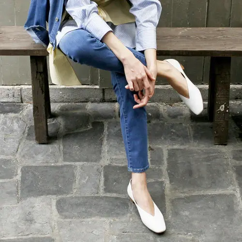 enchanted 本革Vカットスクエアパンプス ￥12,000 + 税