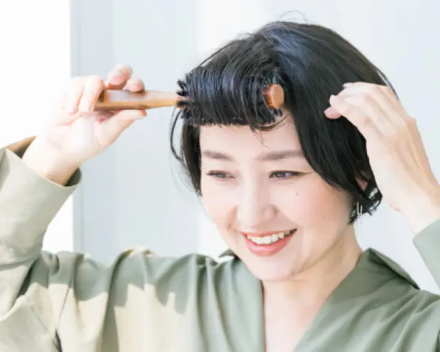 おろし前髪のブロースタイリング